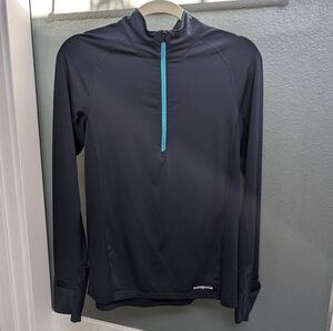 Navy Long Sleeve Top with Teal Accent